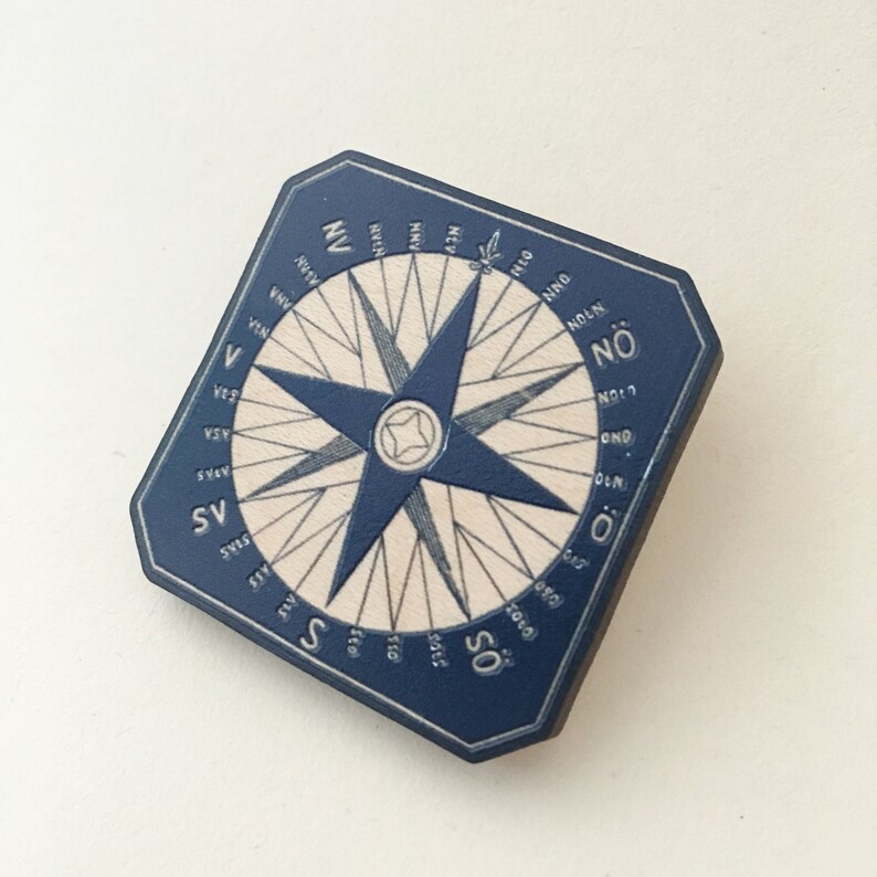 Compass Brooch With Matching Presentation Card - From a 1889 Swedish ...