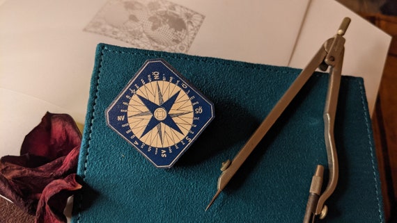 Compass Brooch With Matching Presentation Card From a 1889 - Etsy