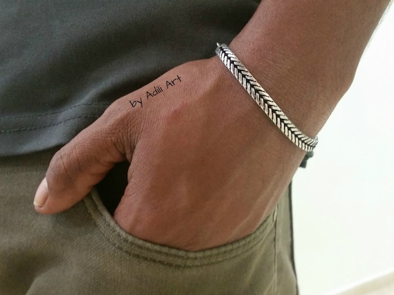Silver bracelet for him best friend gift