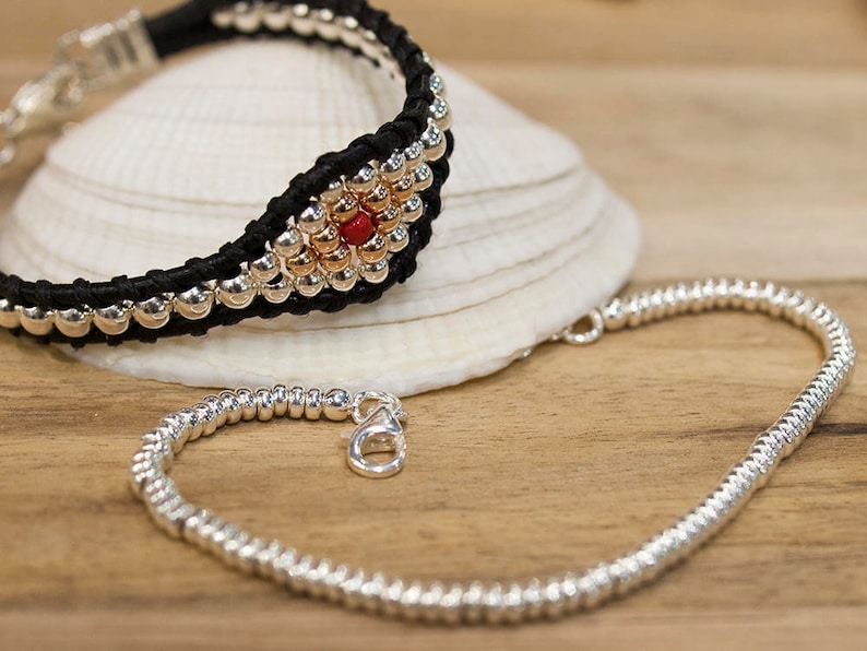 Ethnic Jewelry Women/'s Beaded Bracelet Leather Beaded Bracelet Gold /& Silver Bracelet Sterling Silver Women/'s Bracelet Ethnic Bracelet
