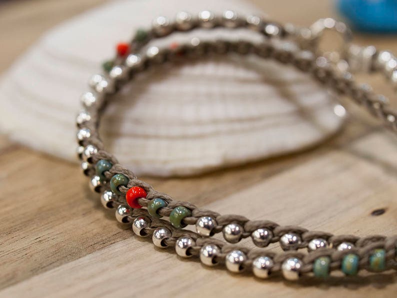 Gift For Her Friendship Surfer Jewelry Girlfriend Sterling Silver 925 Custom Bracelet Bohemian Femme Beaded Wrap Bracelets For Women