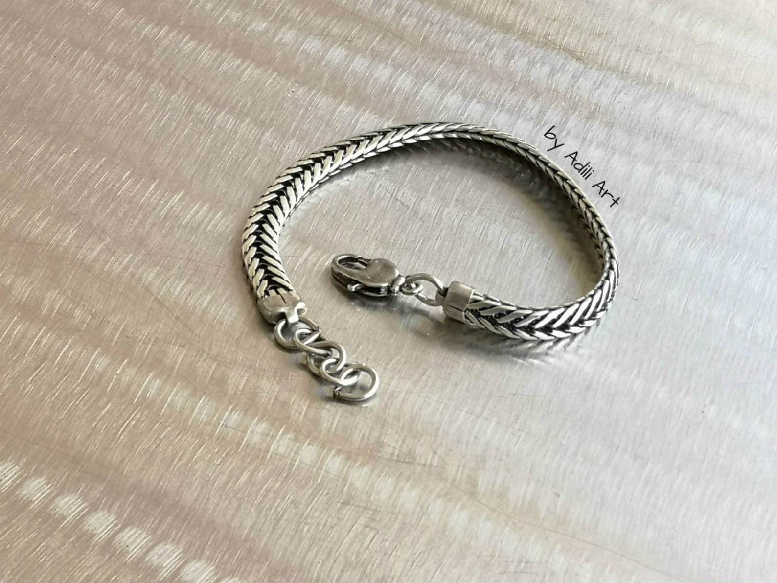 Mens Silver Chain Bracelet Bracelet Homme Men Cuff Bracelet - Etsy