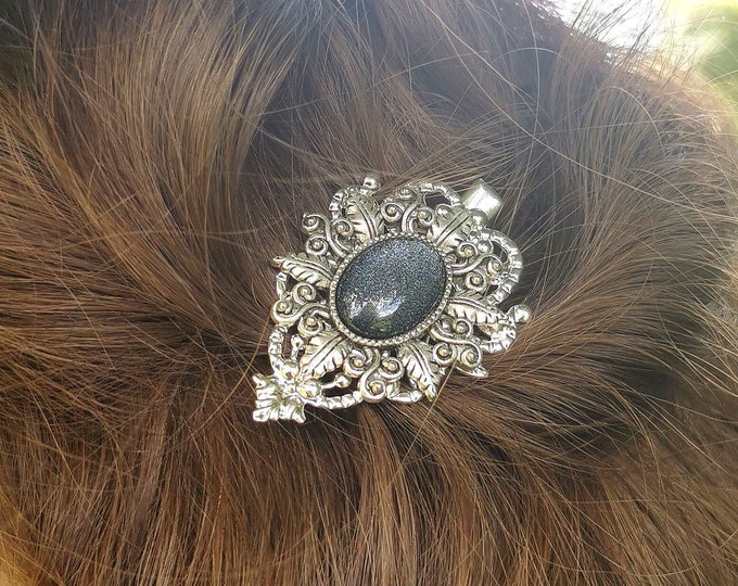 Haarclip silber viktorianisch Haarschmuck und Haarclip für Cosplay & als Gothic Geburtstagsgeschenk, Stern Haarspange für Hexen Geburtstag