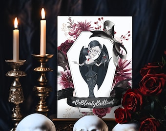 Gothic birthday card Be Bloody Brilliant as a digital download to print out yourself