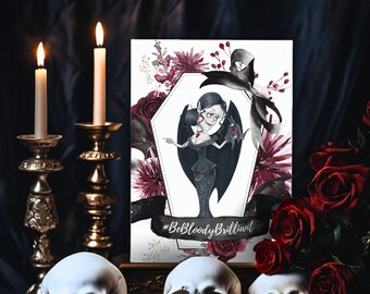 Be Bloody Brilliant Gothic Grußkarte als Geschenk oder Geburtstagskarte mit Vampirbraut für Halloween Hochzeit