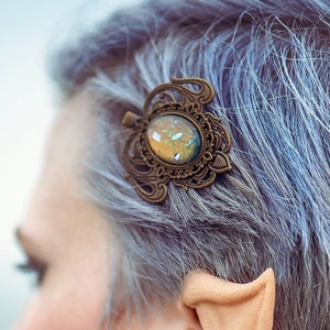 Hair clip bronze Art Nouveau hair accessory and brooch as cosplay jewelry and steampunk birthday gift