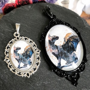Pendant Gothic Cat Bat Cat in black silver as jewelry for Gothic outfit or Cosplay gift