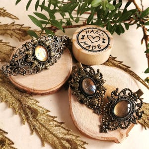 Steampunk hair accessory set bronze made of Victorian hair clip and two hair clips in desired color for steampunk outfit or as vintage jewelry
