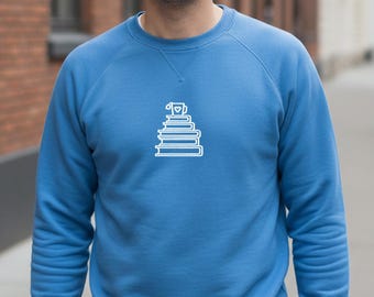 Books Love Embroidery Sweatshirt: Reading Cotton-Blend Sweater, Reading Lover Crewneck, Book Lover Gift