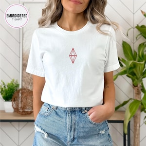 Sims Plumbob Embroidered T-Shirt, Embroidered Gamer Shirt, Nerd Shirt, Sims Mood T-Shirt, Sims Game Tee, Sims Merch, Sul Shirt, Sims Apparel