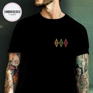Sims Plumbob Embroidered T-Shirt, Embroidered Gamer Shirt, Nerd Shirt, Sims Mood T-Shirt, Sims Game Tee, Sims Merch, Sul Shirt, Sims Apparel