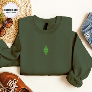 Sims Plumbob Embroidered Sweatshirt, Sims Hoodie, The Sims, Nerd pullover, Sims Mood Sweater, Sims Game Sweatshirt, Sims Merch, Sul Sul