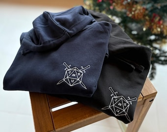 Dungeons And Dragons Sweatshirt, DnD Hoodie, Embroidered D20 Crewneck, Dungeons Merch T-shirt