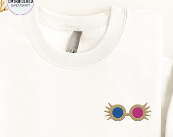 Luna Lovegood Spectrespecs Embroidered Sweatshirt, Harry Potter Embroidery, Harry Potter Lover Sweater, Luna Lovegood Hoodie