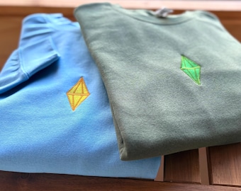 Sims Plumbob Sweatshirt, Gamer Sweatshirt, Sims Embroidery, Embroidered Sims Symbol, Sims Lover Gift, Sims Mood Sweater