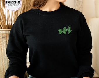 Cactus Embroidered Sweatshirt: Plant Lover Pullover