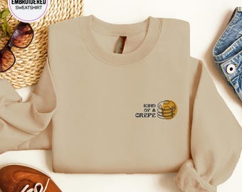 Embroidered Crepe Sweatshirt: Foodie Pun Pullover