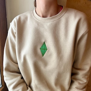 Sims Mood Embroidered Sweatshirt, Sims Plumbob, Hoodie, The Sims, Nerd pullover, Sims Symbol Sweater, Sims Game Sweatshirt, Sims Merch, Sul