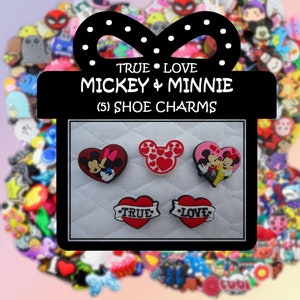Mickey Shoe Charms Minnie Shoe Charms True Love Silicone Shoe Charms (5) Kids Shoe Charms Clog Shoe Charms Flip Flop Charms Stocking Stuffer