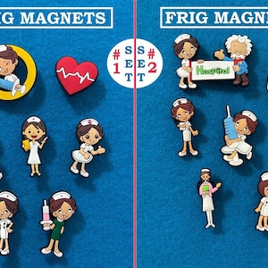 Nurse Magnets (7) PCS Cartoon Girly Nurse Frig Magnets For All Nurses Medical Professional Group Sweet Stocking Stuffer Secret Santa Gift