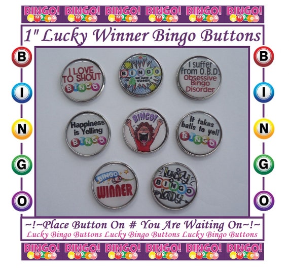 Bingo Buttons Lucky Number Bingo Buttons Lucky Bingo Winner Etsy