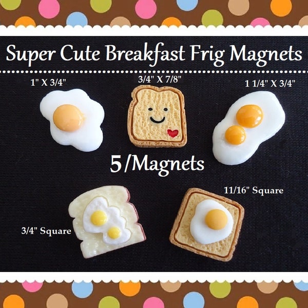 Breakfast Magnets Eggs & Toast Frig Magnets Sweet Christmas Gift Office Gifts Stocking Stuffer Secret Santa Gift Swap Gift Frig Magnets