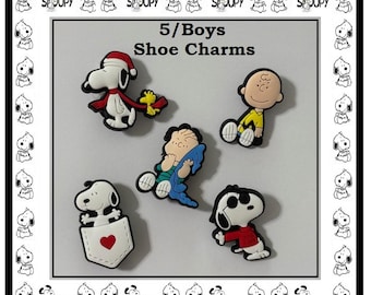 Pendentifs pour chaussures Snoopy (5) Pendentifs pour chaussures en silicone, dessin animé, fille ou garçon, Charms pour chaussures pour enfants, Pendentifs pour chaussures sabots, Cadeau amusant pour enfants, Cadeaux Snoopy