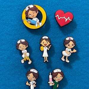 Nurse Shoe Charms (7) PCS Nurse Cartoon Silicone Shoe Charms Fun Shoe Charms For Your Clogs Great Medical Gifts Choice Of (2) Different Sets