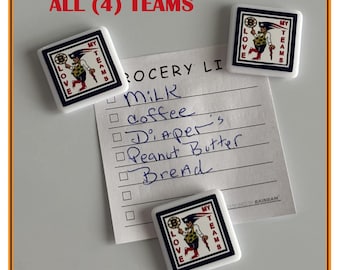 Aimants carrés Nouvelle-Angleterre (4) Red Sox de Boston Patriots de la Nouvelle-Angleterre Bruins de Boston Boston Celtics Cadeau de bureau doux (6-12) Magnets carrés