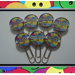 Emoji Days Of The Week Paper Clips Super Sweet Office Accessories Office Gift (7) Emoji Paper Clips Journals Notes Messages Organized Papers