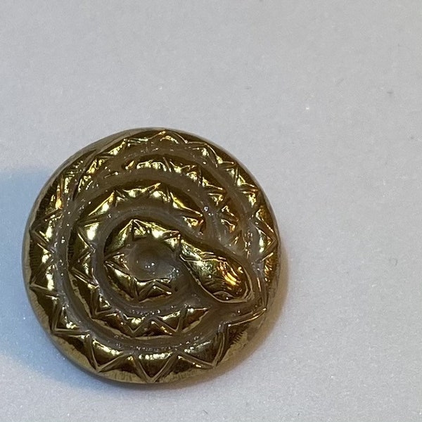 Snake Czech Glass  Tan/ Gold - Button metal Shank Size 8