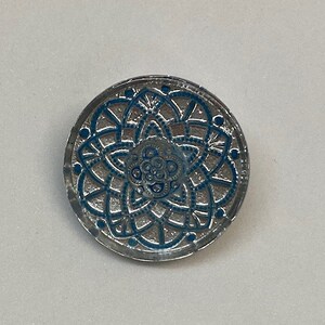 Doily Czech Glass Button- Aqua with silver coating