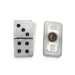 20mm Czech Glass Button White Dice
