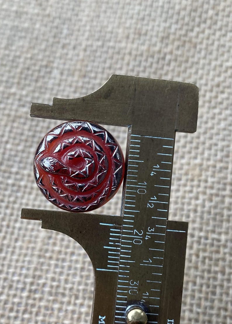 Snake Czech Glass Red / Silver - Button Metal Shank Size 8 - Etsy