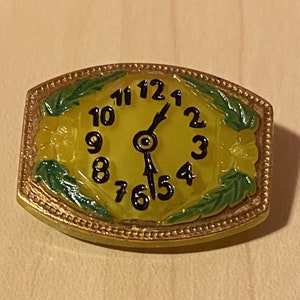 Czech Glass Hexagon  16mm x 20mm clock Button- Hexagon Yellow Green Copper