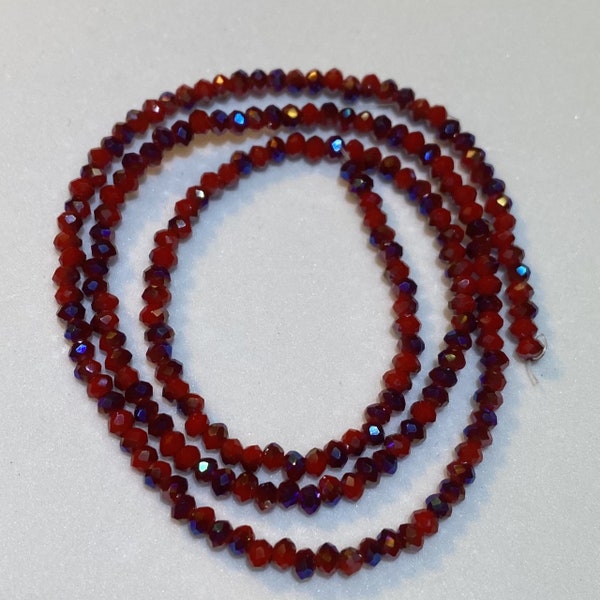 Crystal Rondelle - 1.5x2mm - Red Blue Iris-About 175pcs/strand.