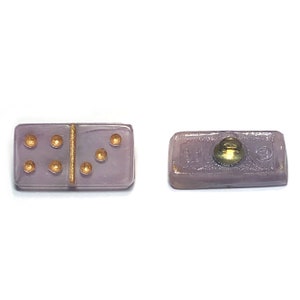 20mm Czech Glass Button Light Purple/Gold Dice