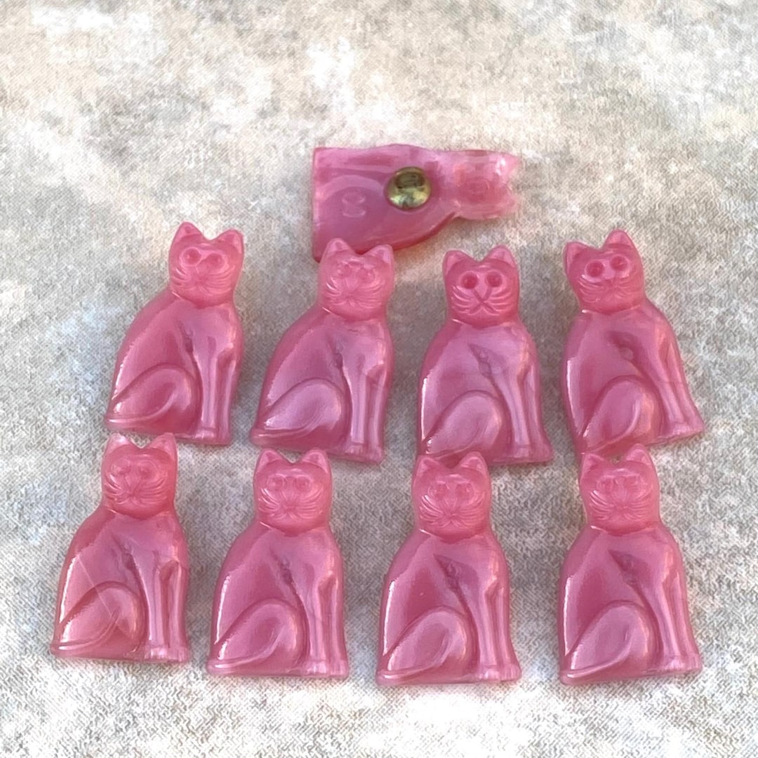 23mm Czech Glass Cat Button Pink - Etsy