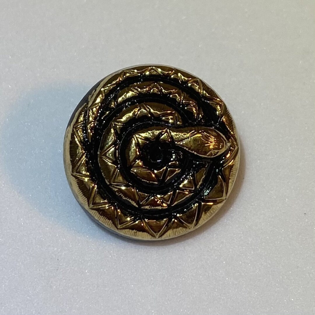 Snake Czech Glass Black / Gold - Button Metal Shank Size 8 - Etsy