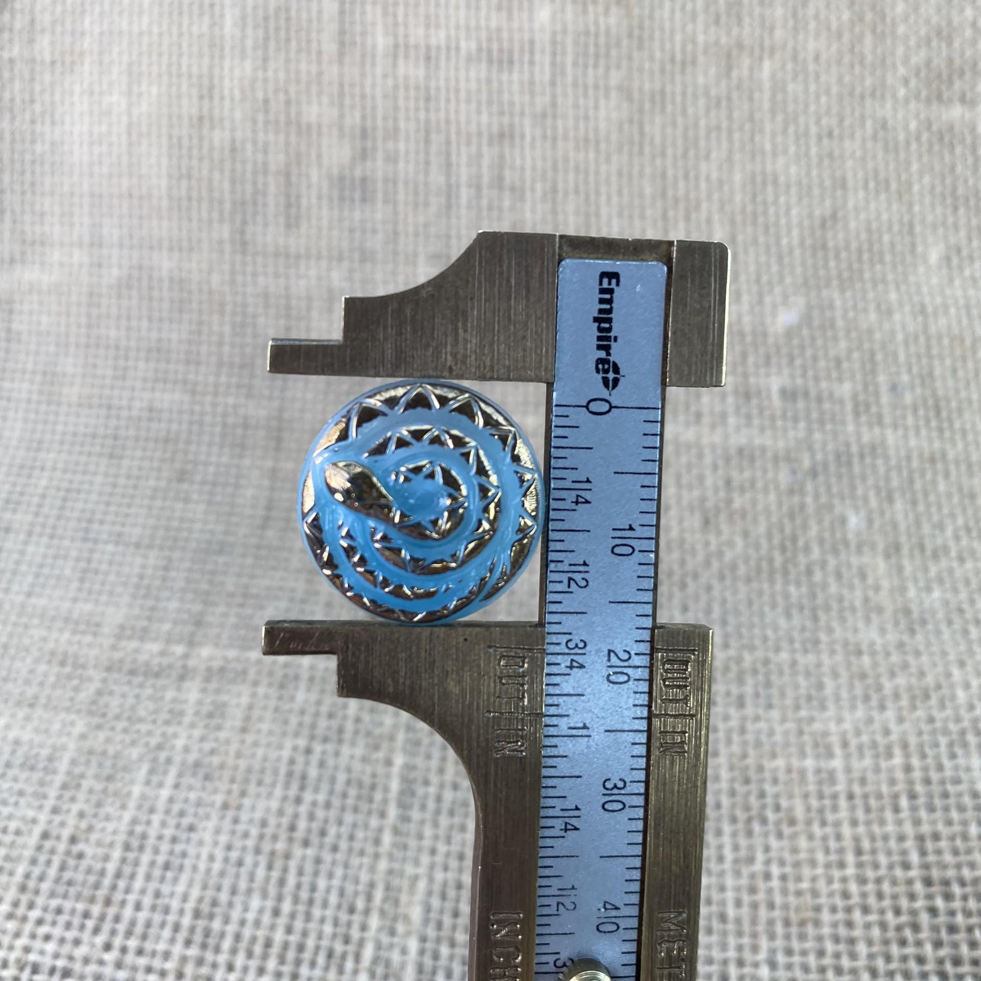 Snake Czech Glass Blue / Gold Button Metal Shank Size 8 - Etsy