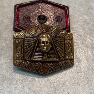 31mm Czech Glass Button Egyptian Pharaoh Garnet/Gold