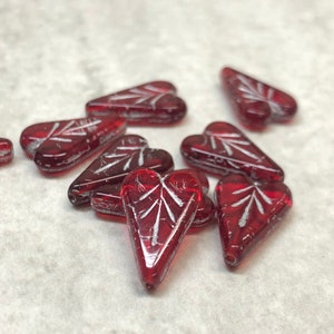 Transparent Red Heart with Silver Engraved Details 8pcs.