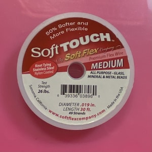 Silver Soft Touch Premiun Beading Wires, MEDIUM, Diameter, 19 in Length 30 ft.