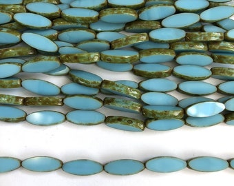 Light Blue Turquoise Travertine 16mm Table Cut Oval