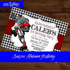 Crimson Tide Alabama Houndstooth Birthday Invitation