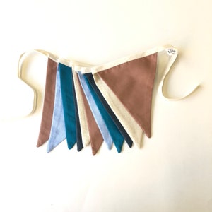 Bunting Garland: Linen and Cotton. Reusable Party Decoration. Birthday Party Shop. Banner without inscription