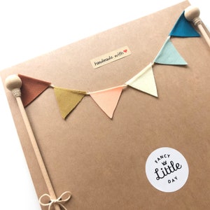 Cake Topper mini Pennants: rainbow, mustard gradient, or personalized, Cake decoration. Made from cotton fabric scraps