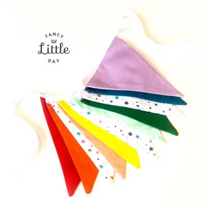 HAPPY BIRTHDAY Bunting Garland: Multi-colored and rainbow fabric. Reusable party decoration. Birthday Party Shop.