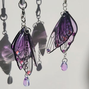 Purple Butterfly Phone Charm, Butterfly Keychain, Fairycore Phone Charm, Unique charms, sparkly keychain, Kawaii phone strap, fairy wings
