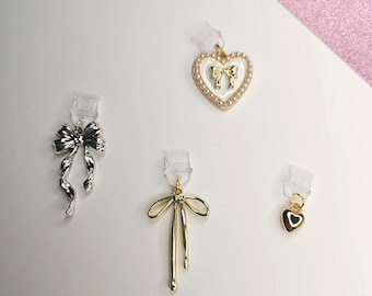 Gold Bow Kindle Charms Silver Bow Kindle Charms Gold Heart Kindle Charms Dainty Kindle Charms Coquette Kindle Charms Bow Charms Phone Charms